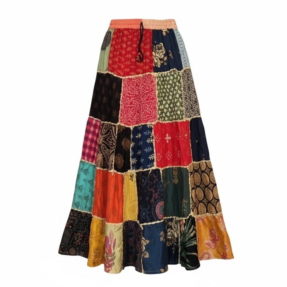 Kantha Patchwork Skirt, One of a kind, Fits like a Small - Picture 2 of 16